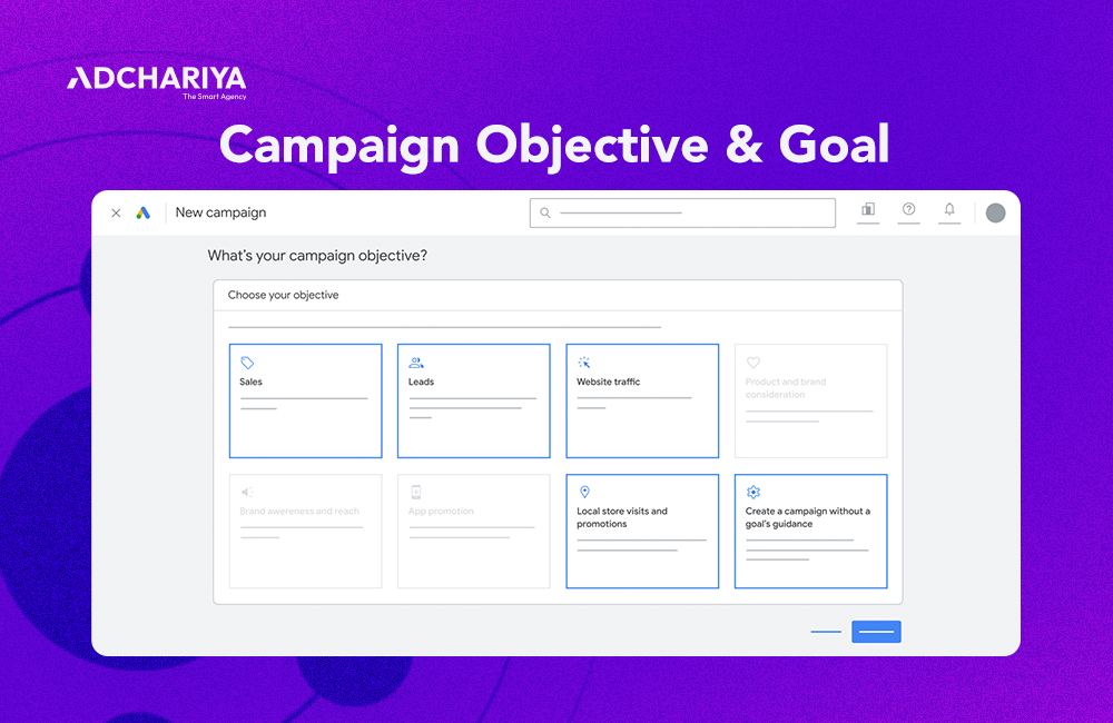 หน้าจอตั้งค่า Campaign Objective และ Goal สำหรับ Performance Max