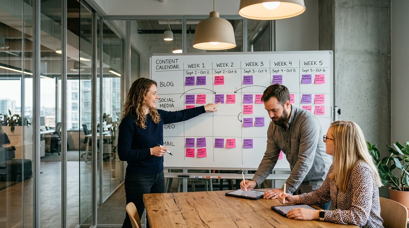 ทีมวางแผนคอนเทนต์ CEO Branding บน whiteboard